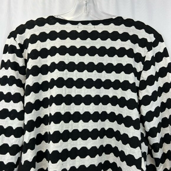 Karen Brooks Womens Cardigan Sweater Black White Stripe Long Sleeve Open Front S - Picture 3 of 10